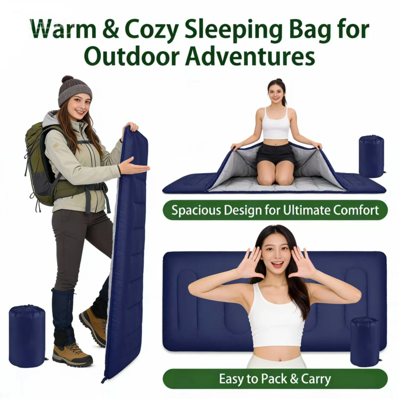 

Outdoor Camping Adventures Lightweight Warm Envelope Sleeping Bags Survival Camping Equipment Cozy Sleep Anywhere Sleeping Bag