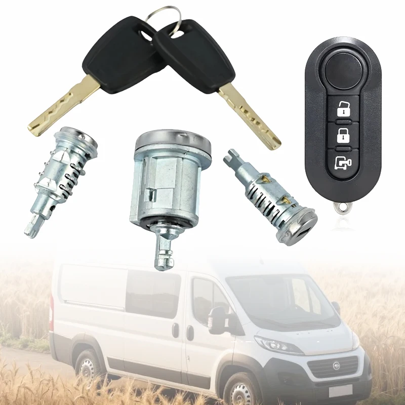 Ignition Barrel& Door Lock W/2 Keys And Remote Control Key 1348421080 For Fiat Ducato For PEUGEOT Boxer For Citroen Relay 2006+