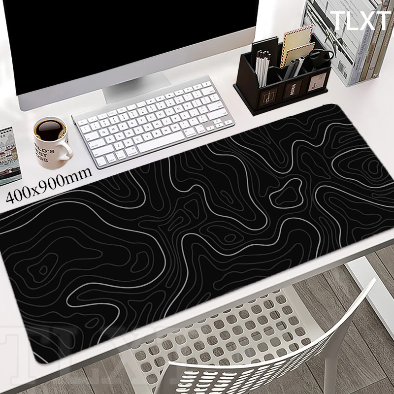 Grote Zwart Wit Gaming Muismat Xxl Mousepad Pc Gamer Muis Mat 90X40Cm Bureau Mat Mausepad Toetsenbord tafel Mat Computer Deskpad