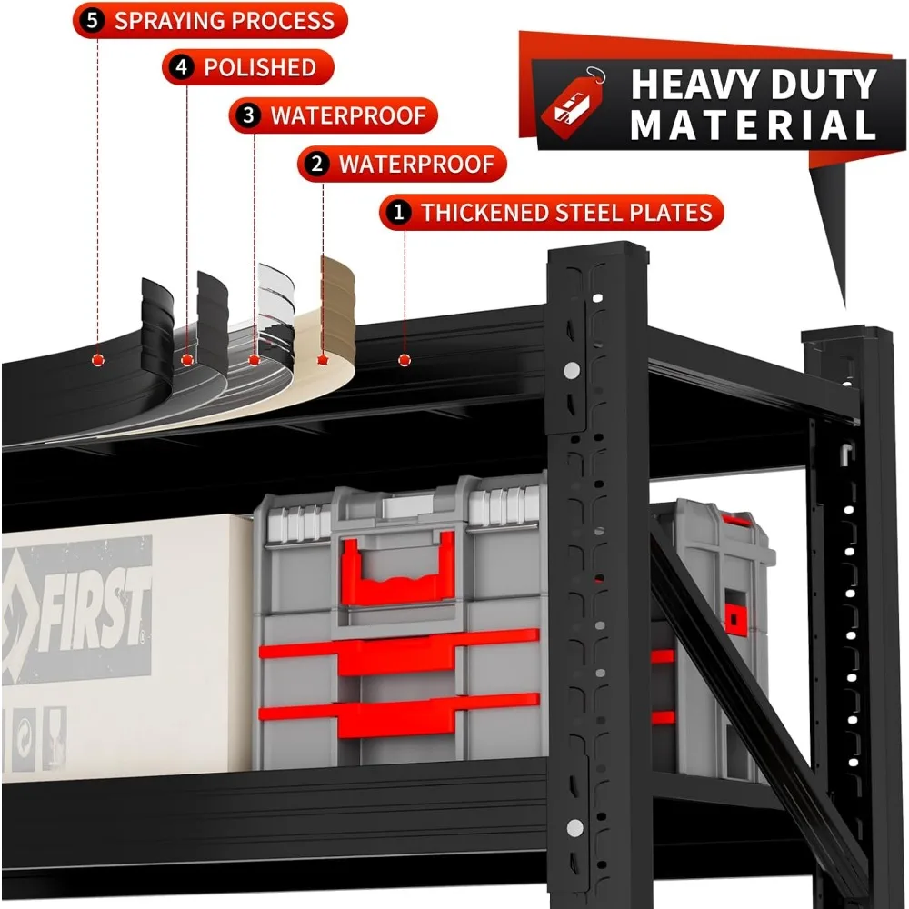 أرفف تخزين 5000 رطل، رفوف جراج مقاس 59 بوصة، وحدات رفوف قابلة للتعديل شديدة التحمل، أرفف جراج معدنية مكونة من 4 طبقات، غلاف صناعي