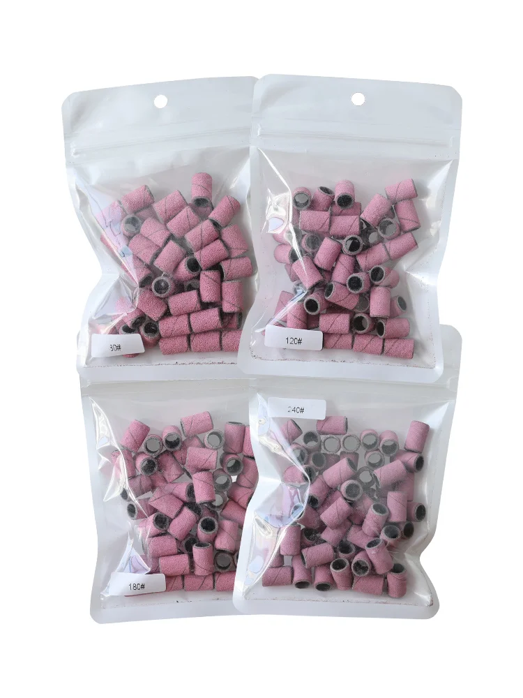 HYTOOS 50 pièces/sac bandes de ponçage rose sans mandrin foret à ongles électrique accessoires Gel enlèvement soin des ongles outil de polissage