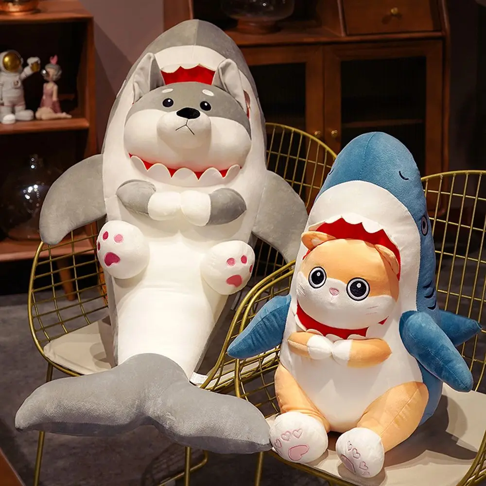 Pillow Cats Dog Turn into Shark Shark Dog Doll Soft Pillow Shark Cat Doll Shark Plush Doll Shark Plush Toys Stuffed Animals Toy