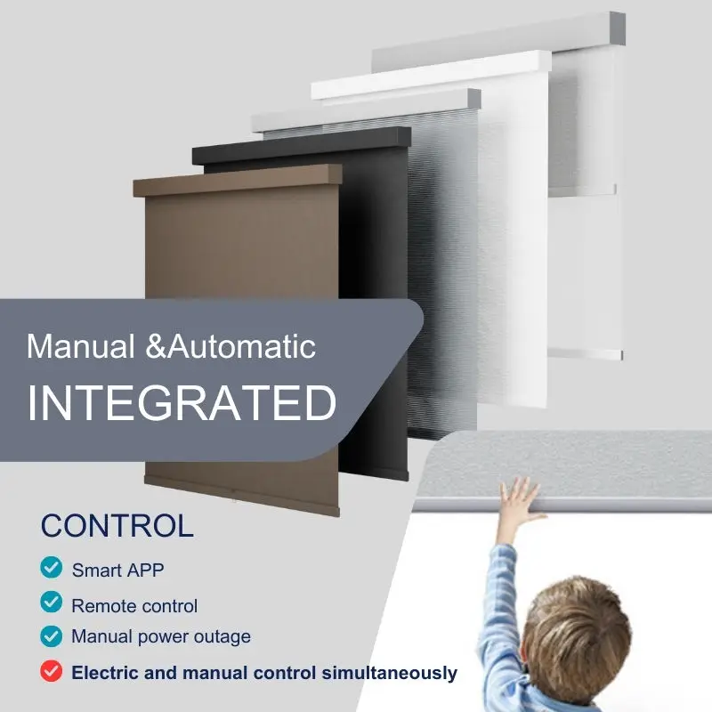 Custom Superior Quality Polyester Wireless  Smart Google WiFi App Control Stop Free Roller Blinds For House view 2