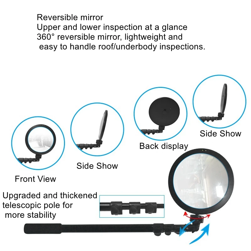 Car undercarriage inspection mirror wide-angle mirror convex mirror retractable security station airport security checker