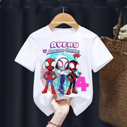 Letni Spider-Man i jej niesamowici przyjaciele urodziny urodziny dziewczyny koszule Spiderman indywidualny nadruk imienia urodziny dziewczyna t-shirt