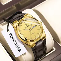 Reloj POEDAGAR de lujo para hombre de negocios, relojes luminosos resistentes al agua con fecha y semana para hombre, reloj de pulsera de cuarzo de acero inoxidable a la moda para hombre
