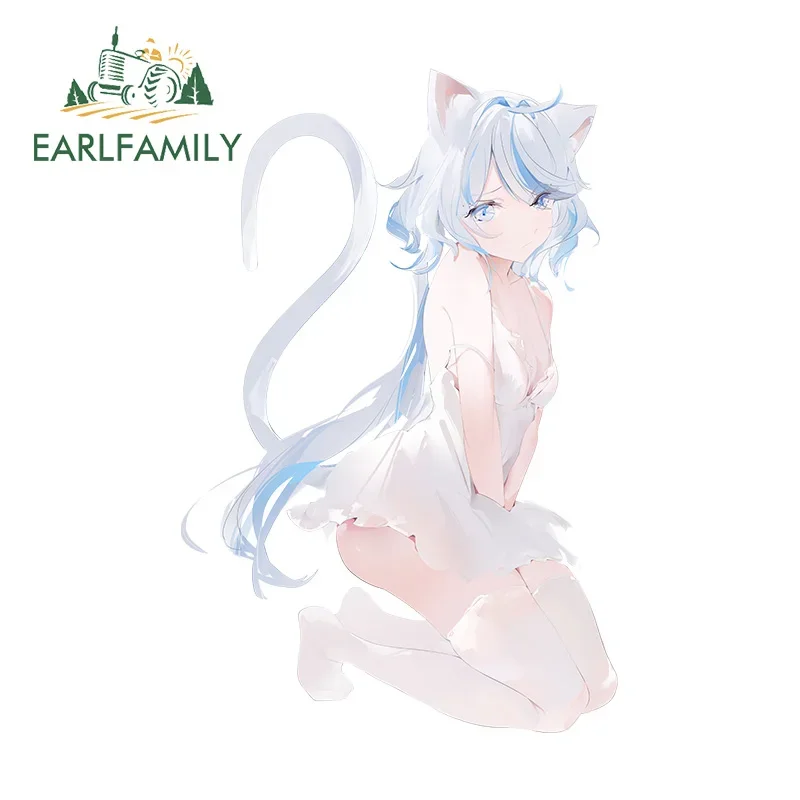 

EARLFAMILY 13cm x 8.5cm White Furina Animal Car Sticker Beautiful Windshield Hot Decal Custom Occlusion Scratch Motorcycle Decor