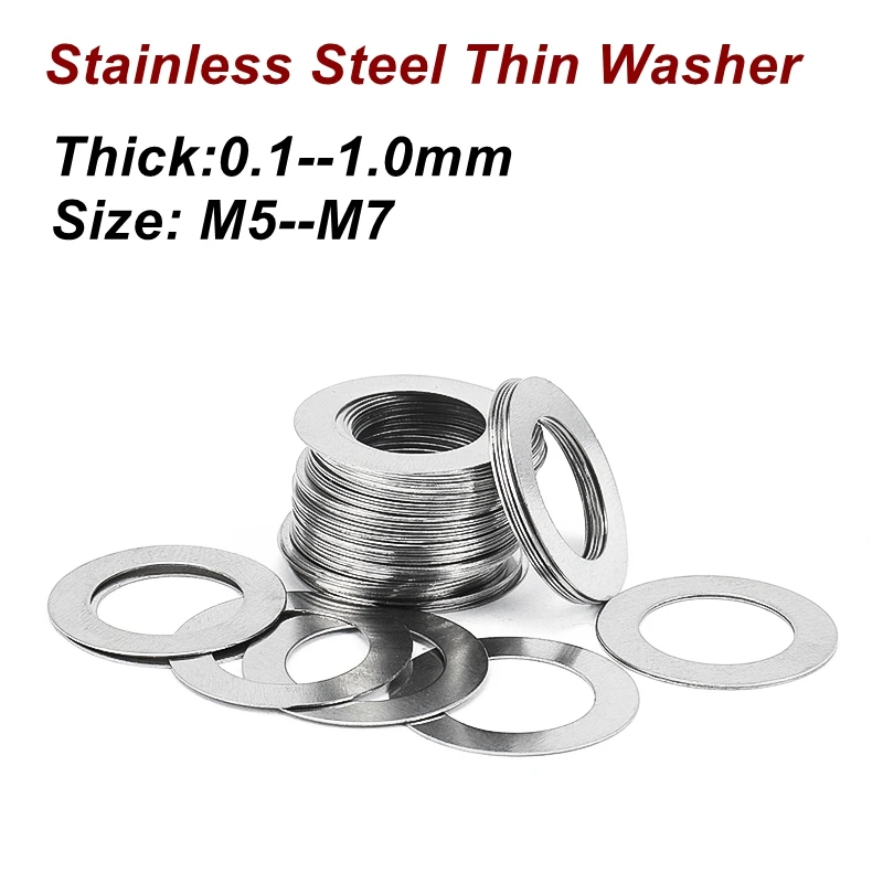 M5 M6 M7 Thinck 0.1 0.2 0.3 0.5 1.0 Shim Stainless Steel High Precision Ultrathin Adjusting Plain Flat Washer Spacer Gasket