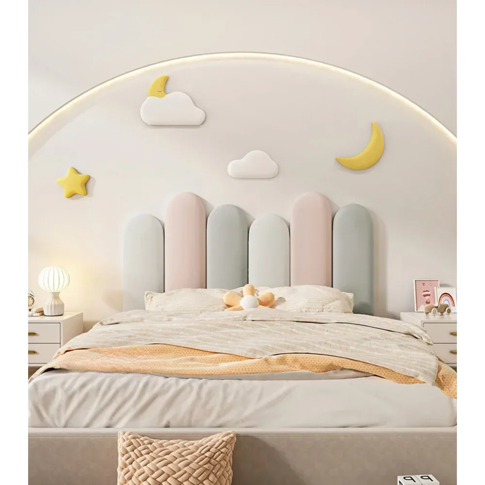Bed Head Backrest Cushion Anti-collision Wall Stickers Technology Cloth Children\'s Room Home Decoration Self-adhesive Headboards