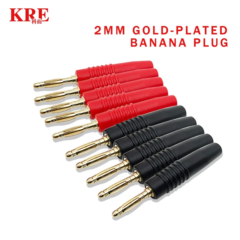 20 szt. 2mm czerwony czarny złącze wtykowe bananowe banan wtyczki męskie głośnik Audio złączki kablowe drutu