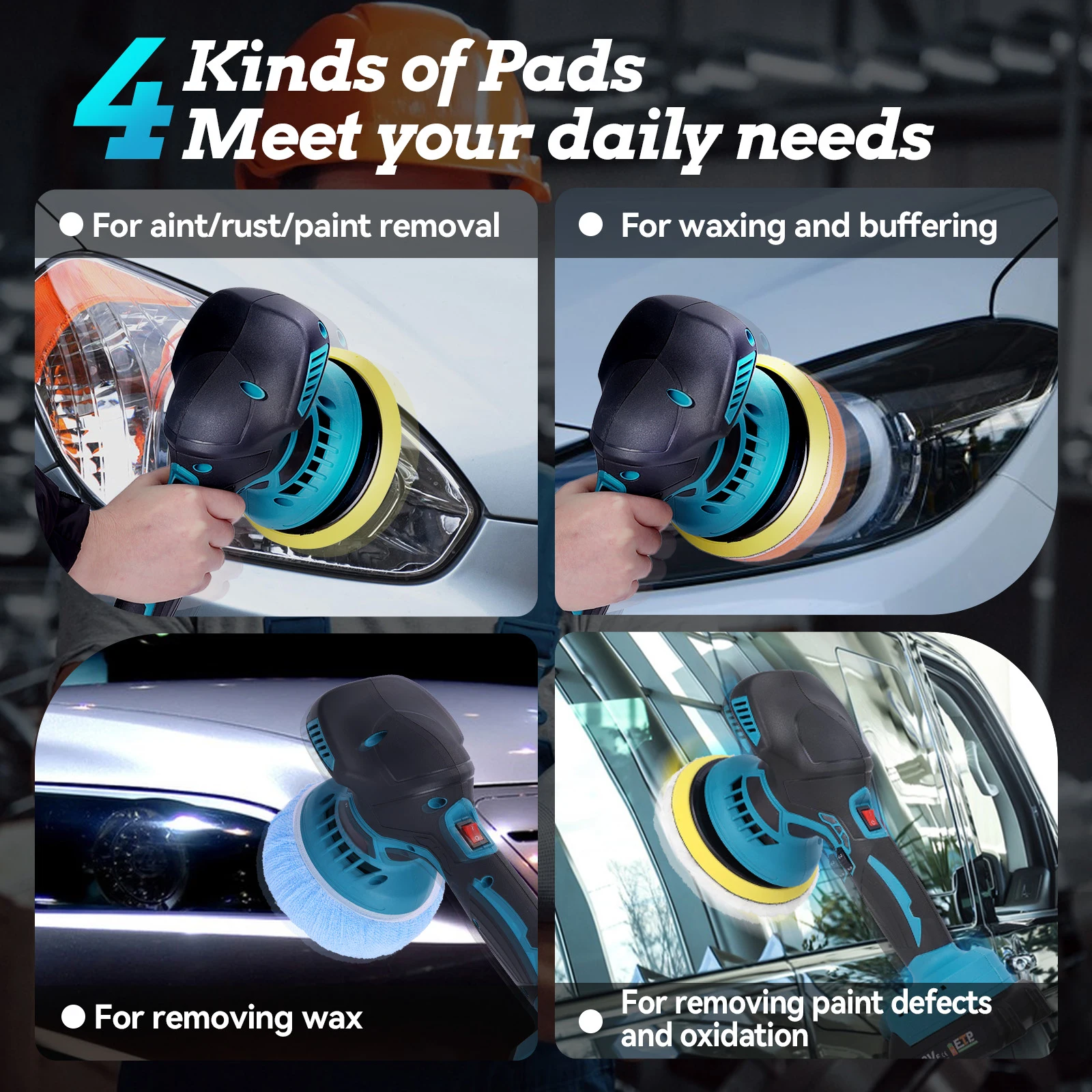 6 Versnellingen Elektrische Auto Polijstmachine 7000 Rpm Draadloze Auto Polijsten Auto Polish Waxen Schuurmachine Rotary Power Tool Voor Makita 18V Batterij