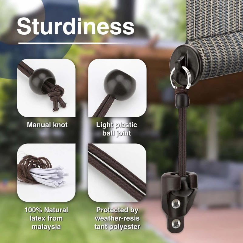 Outdoor windproof spring ball rope roller blind fixed hanging rope base plug black spring rope curtain rope lock accessories