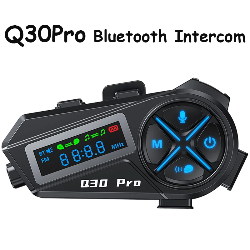

1/2 шт. Q30Pro мотоциклетный шлем Bluetooth-гарнитура для внутренней связи FM-радио светодиодное освещение IP56 водонепроницаемый голосовой помощник 500 м переговорный телефон