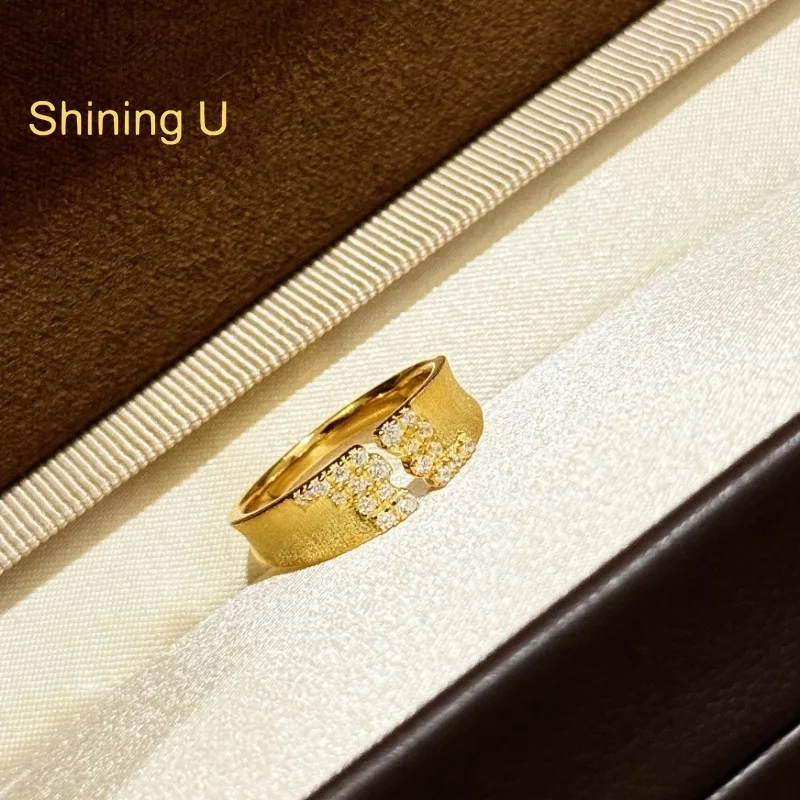 

Сияющее U S925 серебряное золотое открытое кольцо для женщин изящные ювелирные изделия лето