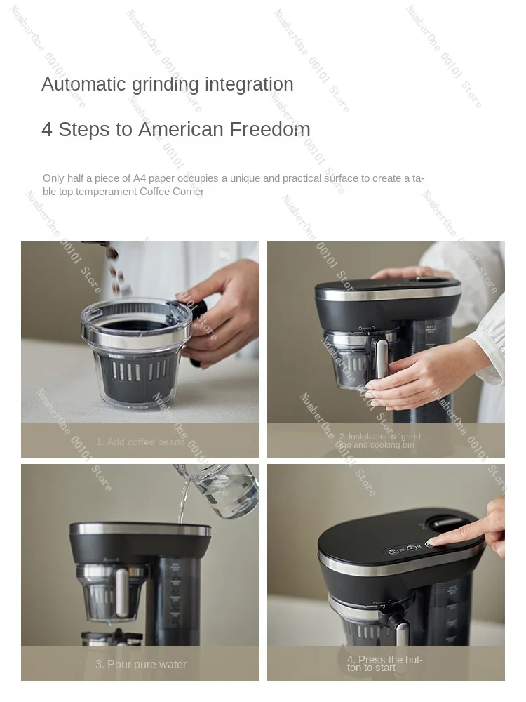 Instant coffee machine Small household American automatic grinding and brewing machine Micro pressure drip coffee image 4