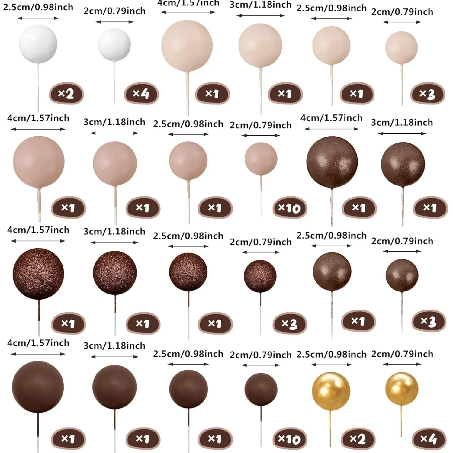 56 Stück Kugel-Kuchen-Picks, bunter kugelförmiger Kuchenaufsatz, Perlenkugeln, Cupcake-Kucheneinsatz-Aufsatz für Hochzeit, Geburtstag, Party – Detail 14