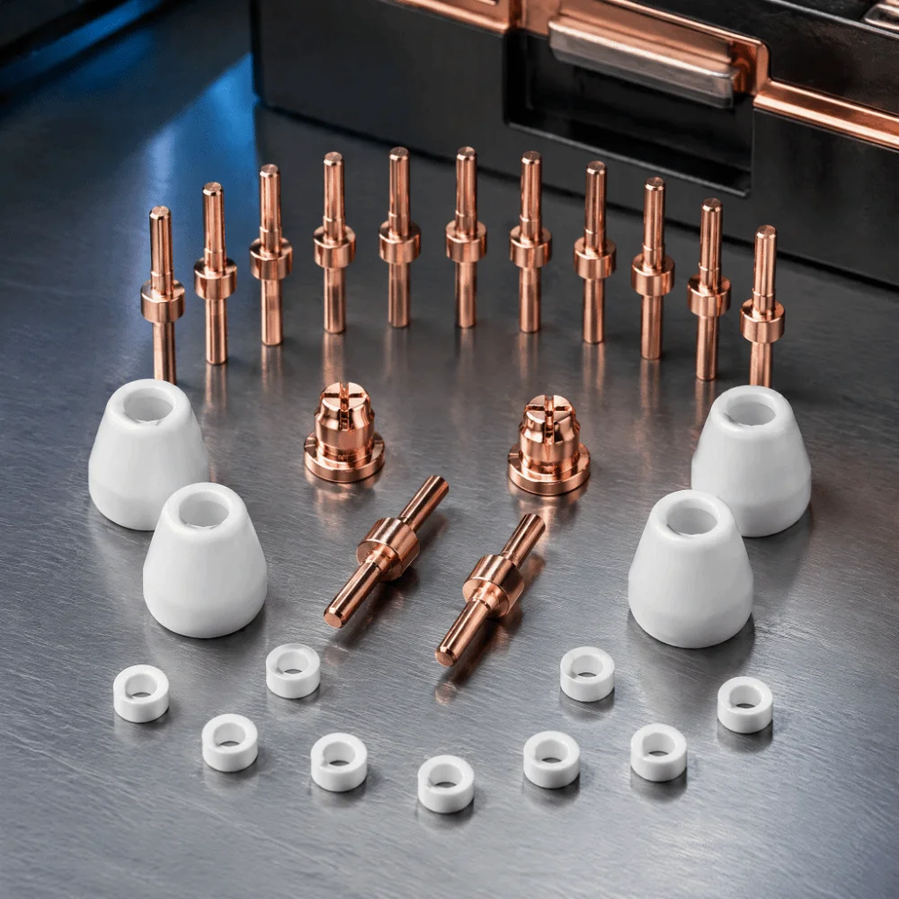 65pcs 40A Rating Plasma Torch Tips Extended Design Shield Cup Included Plasma Cutting Nozzle Nose Fittings