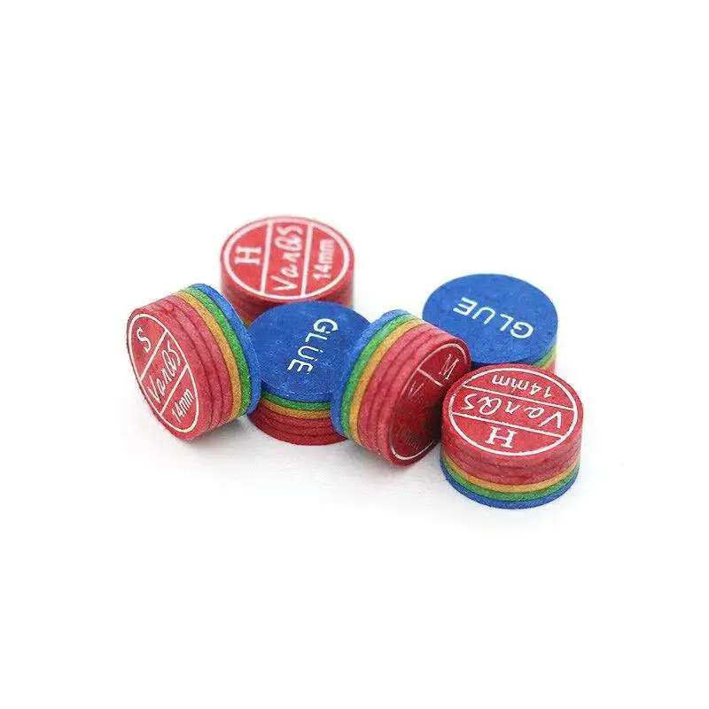 

6 Layers Leather Rainbow Billiard Pool Cue Stick Tip 14MM Pool Cue Top Grade S/M/H Billiard Cue Multi Layer Rainbow Tips