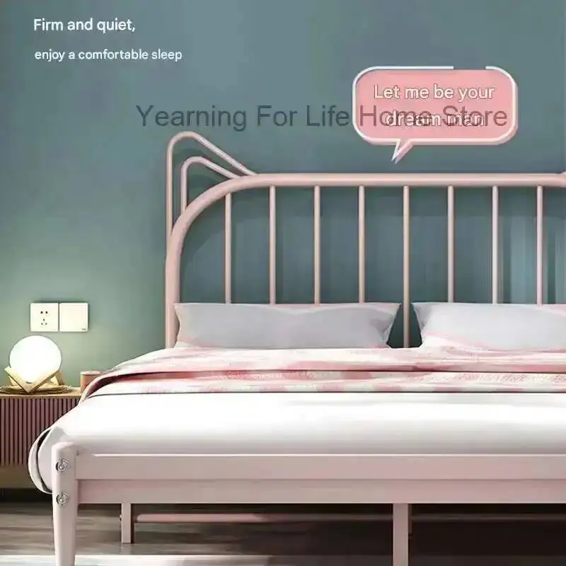 

Makeup Chinese Iron Designer Minimalist Bed Girl Comfortable Princess Double Bed Unusual Wedding Bedroom Beliche Salon Furniture