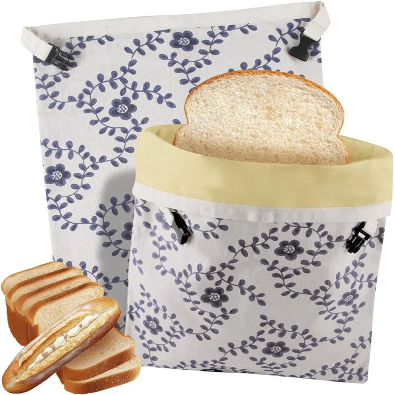 Large Reusable Linen Bread Bags With Beeswax Coating, 2-Pack For Keeping Sourdough Fresh In Refrigeration
