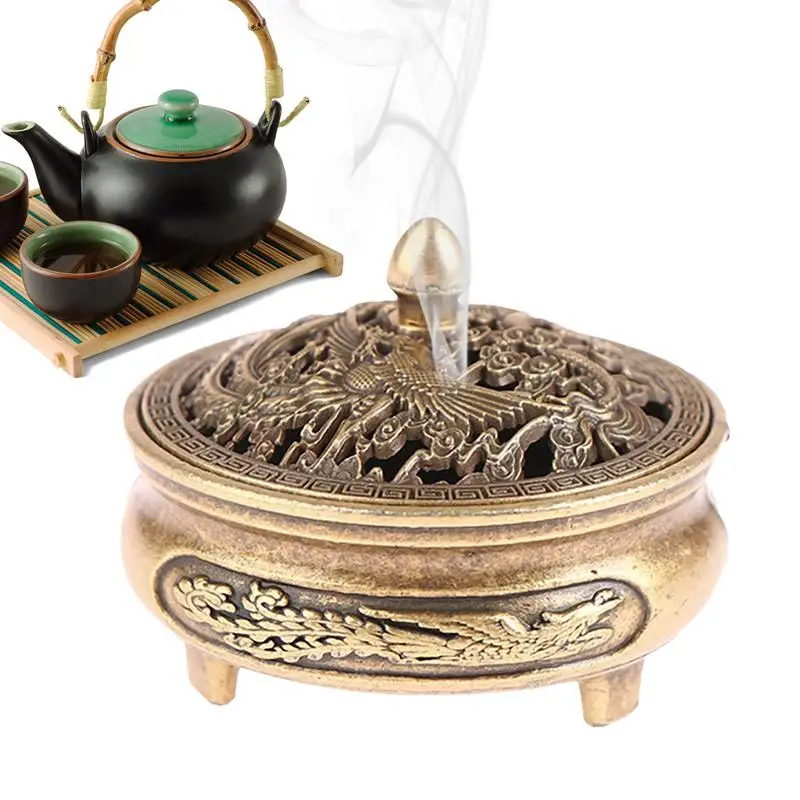 Coil Incense Holder Cone Ornament Metal Burner Holder Detachable Lid Design Desktop Decoration For Yoga Room Tea Room Balcony