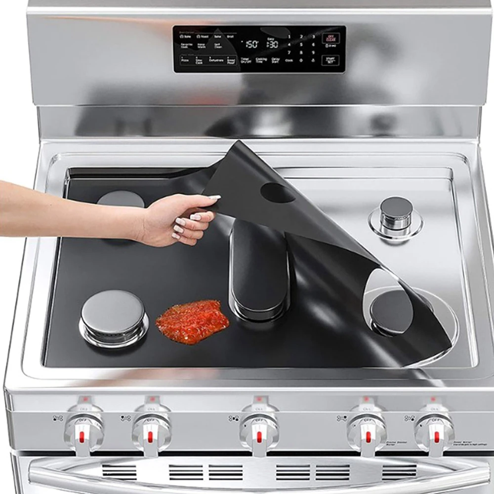 Gas Stove Furnace Cleaning Pad 5-hole Gas Cooker Protector Cover Anti-Oil Stovetop Burner Cooker Protective Mat 0.2mm Thickness