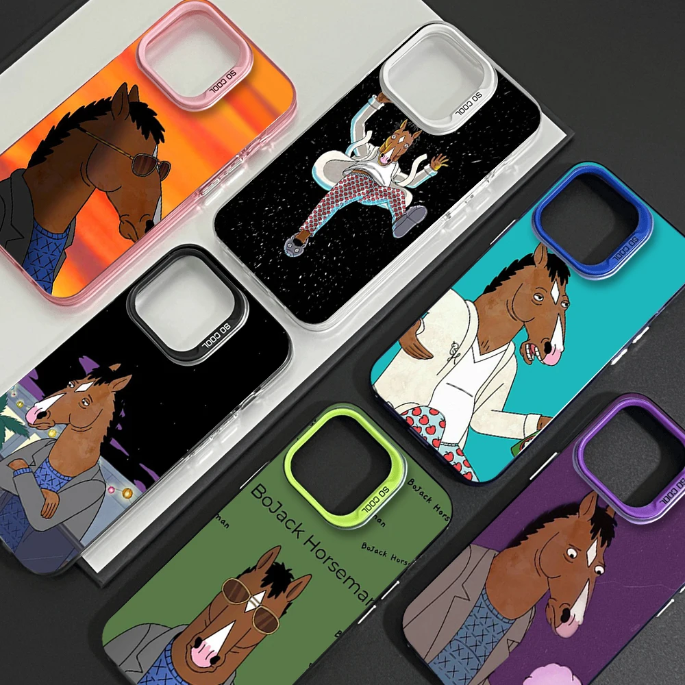 B-Bojack Cartoon H-Horseman Phone Case For iPhone 12 11 13 14 15 16 Max Pro Plus Laser Cover