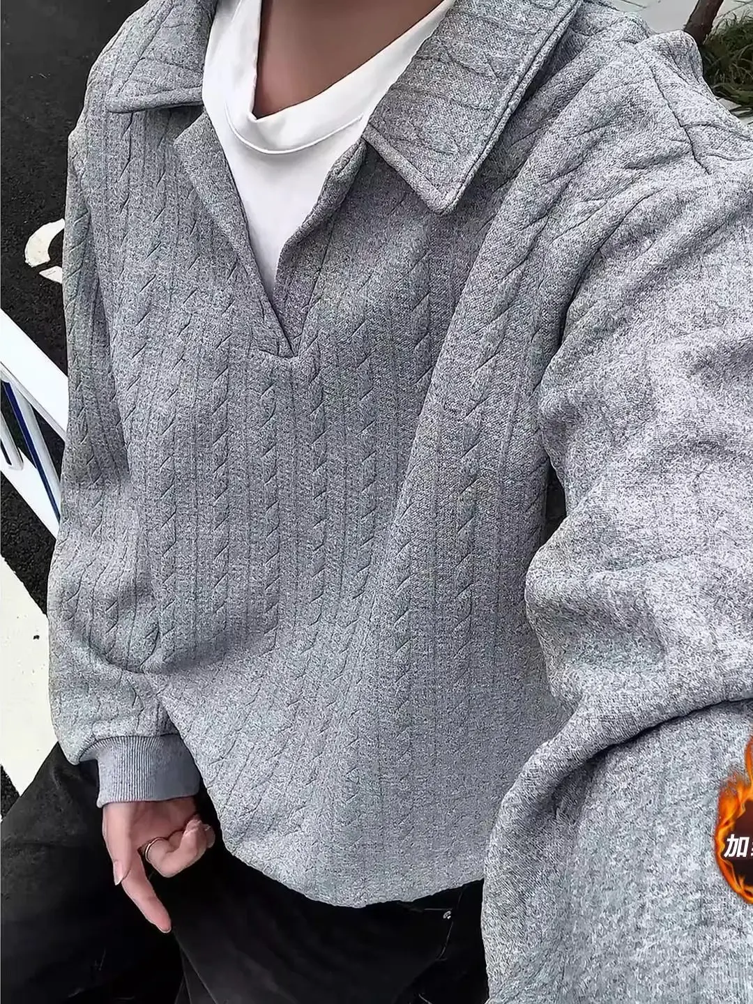 

Fur Collar Pullovers Man Original Wool Anti-Pilling Loose Winter Mountain Norwegian Vintage People Climate Protection Plus Woole