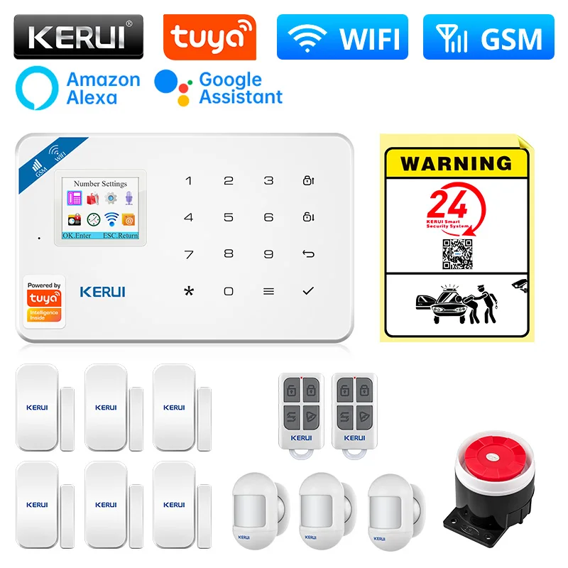 

KERUI W181 Alarm System WIFI GSM Alarm Tuya Smart Home Kit Support Alexa Motion Sensor Detector Door Sensor 120DB Siren