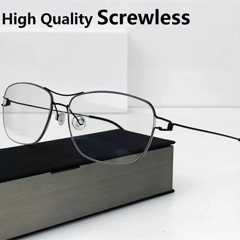 Denmark Titanium Glasses Frame Men Women Screwless Eyewear Ultralight Double Beam Square Optical Eyeglasses Handmade Design