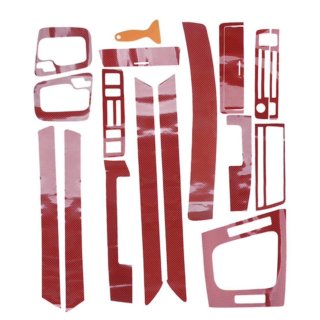 سيارة الداخلية داش مجلس والعتاد التحول غطاء اللوحة المركزية ملصق صالح لسيارات BMW 3 سلسلة E46 1998-2005 5D ألياف الكربون الحمراء نمط LHD #2