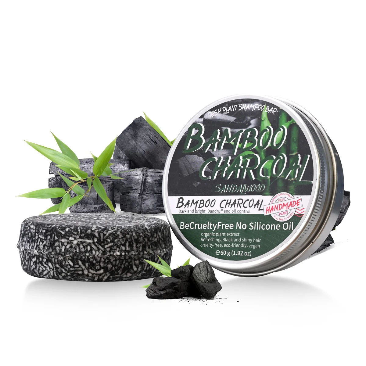 

60g Bamboo Charcoal Handmade Soap Refreshing and Fluffy Solid Shampoo Soap Bar Hair Soap