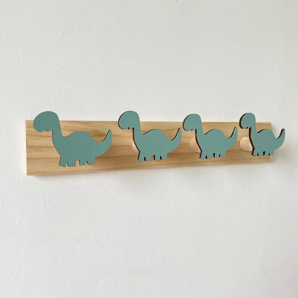 Dinosaur Hook Rustic Towel Belt Hooks Wall Mounted Single Cartoon Wood Hanging Multifunction Sponge Child