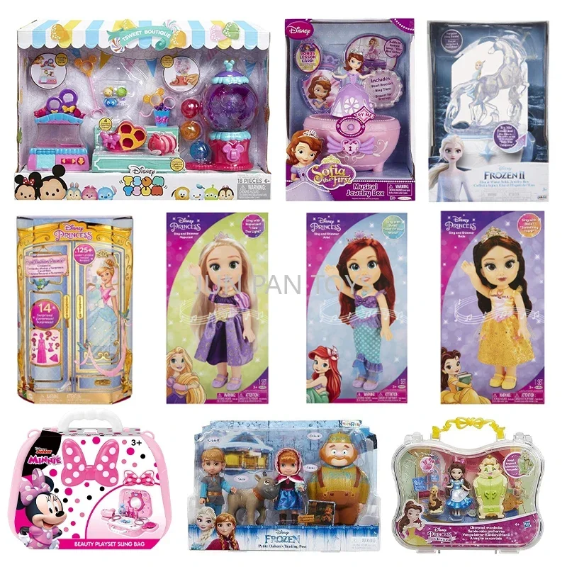 Disney Junior Princess Frozen Sofia The First Minnie Sing Shimmer Rapunzel Ariel Elsa Musical Jewelry Box Action Figure Toys 1pc