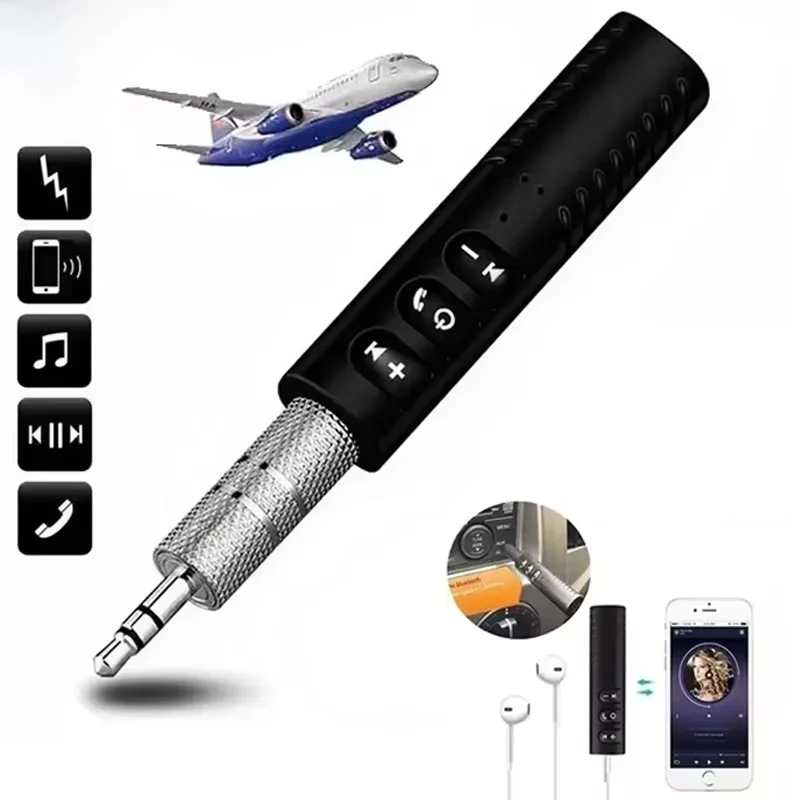2 In 1 Car Wireless Bluetooth 5.0 Receiver 3.5mm Jack AUX Audio Car Wireless Audio Receiver Cell Phone Speaker Adapter Handsfree