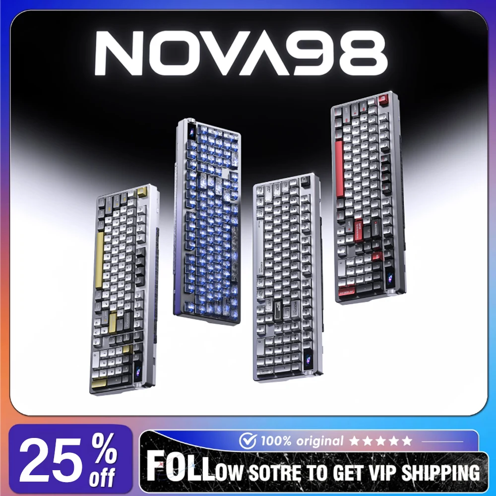 AULA Nova98 Wireless Tri-Mode Mechanical Keyboard Gasket Structure RGB Gaming Keyboard for Office Competitive Gaming