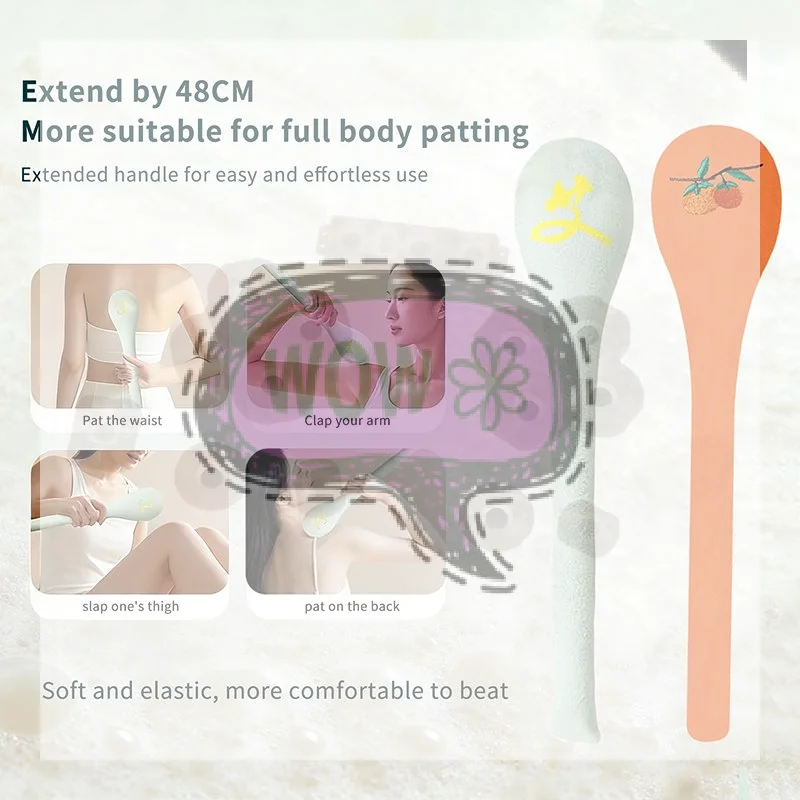 【HBA】High Elasticity Massage Pat Long-Handled Slap Stick Massager Back Pain Relief Relax Portable Body Wormwood Massage Hammer
