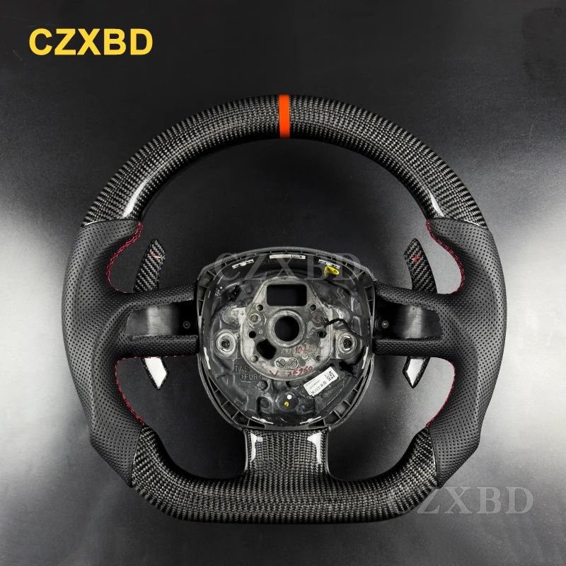 Roter Marker für Audi S4 B7 B8 A4 A5 Q7 A6 C6 2006–2012, echtes Carbonfaser-Lenkrad, hochwertiges Leder, individuell