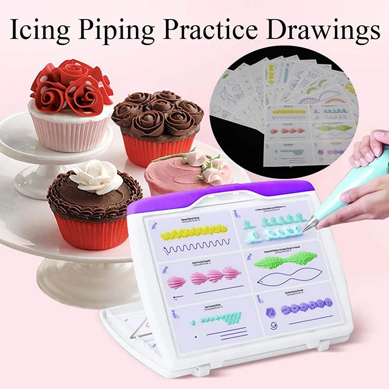 27Pcs/14sheets Cake Icing Piping DIY Practice Drawing Board Template Paper Decor Practice Template Paste Fondant Decorating