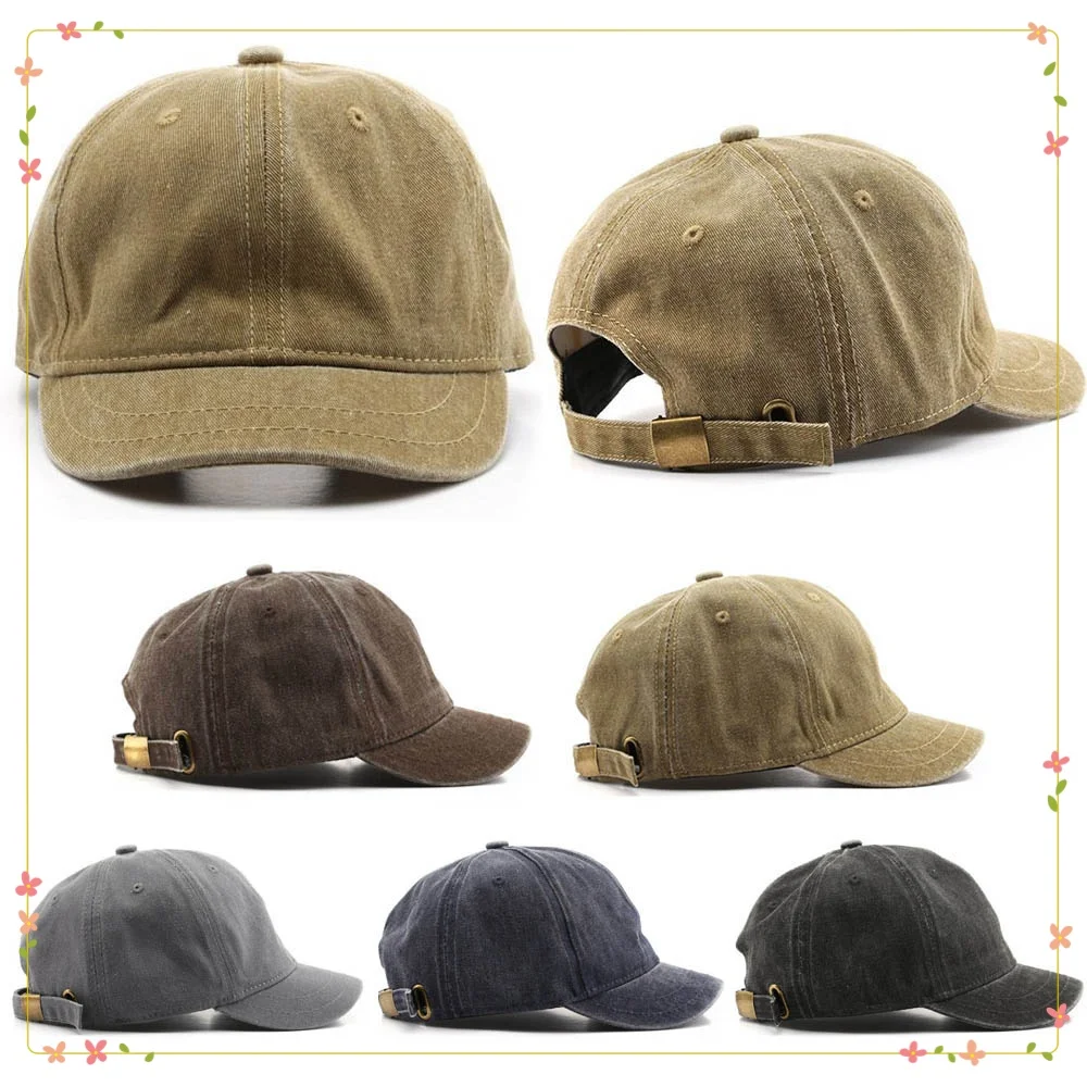 

Outdoor Sun Visor Useful Hat Washed Cotton Item Adjustable Low Profile Caps Casual Decor Snapback Hat Short Brim Baseball Caps