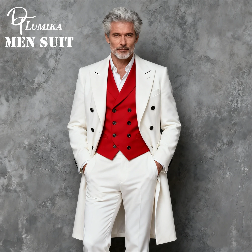 

Men Formal 3-Piece Suit Set XXS-7XL Long Suit Coat Pants Vest Tailored Business Suit Set, Party Anniversary Dreaawear