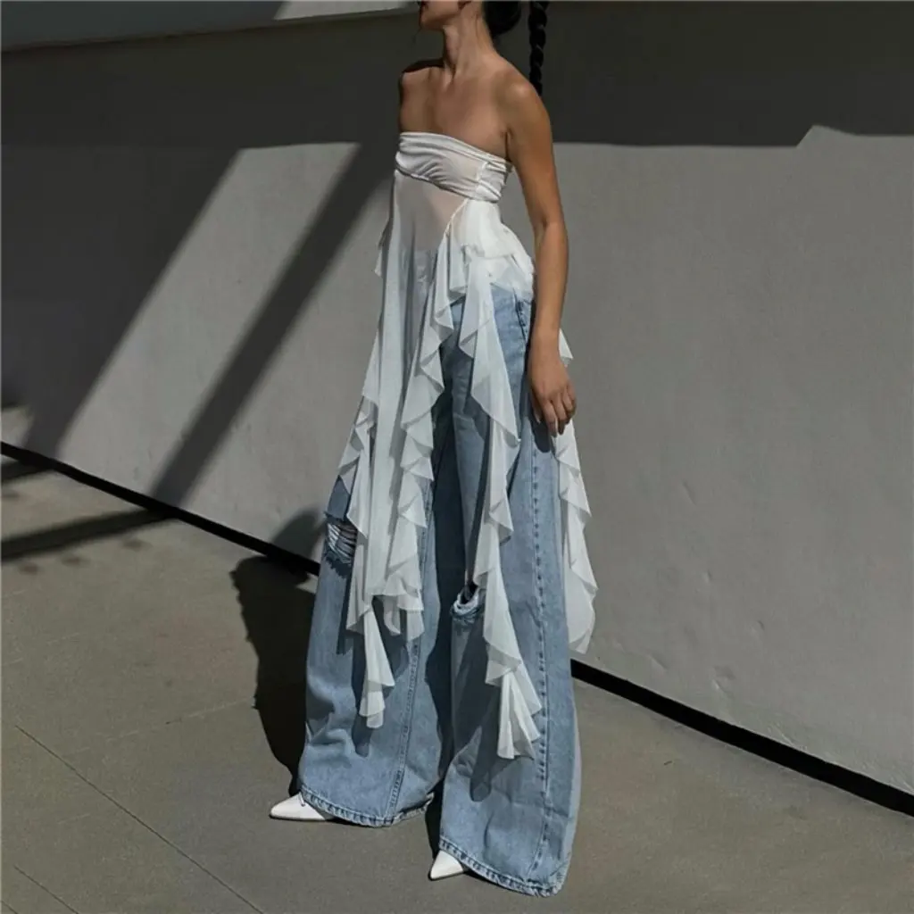 

Summer Fashion Women's Slim-fit Backless Tassel Vest Solid Color All-match European American Style New