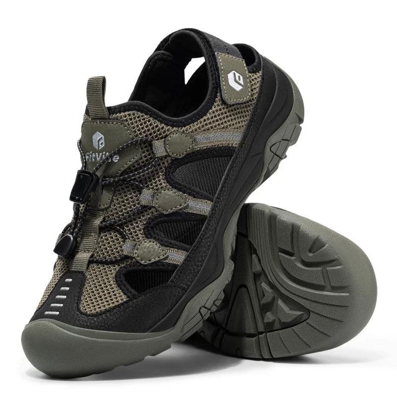 

Мужские сандалии FitVille с закрытым носком, широкой посадкой, для походов и водных видов спорта, с поддержкой свода стопы при отеках, нескользящие летние туфли