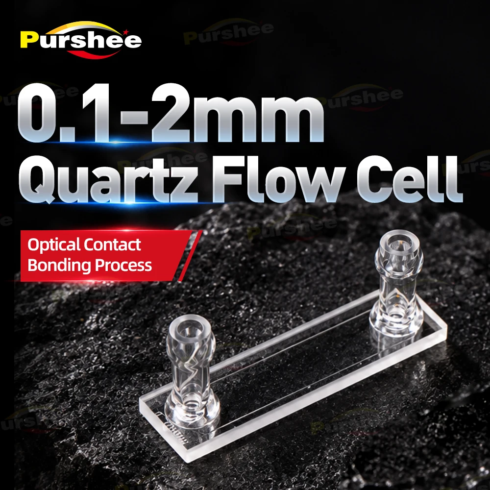 0.1/0.2/0.5/1/2mm Micro Quartz Flow Cuvette Optical Contact Bonding Liquid Flow Through Cuvett Cell for UV-Vis Spectrophotometer