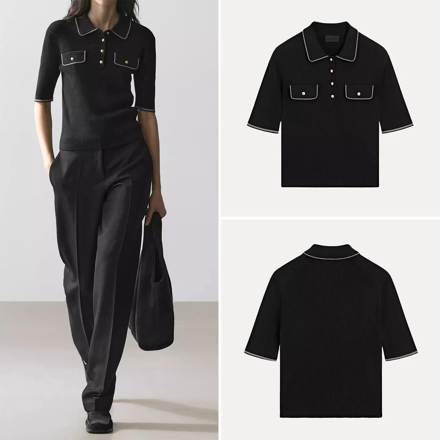 

Women's Knitted Mid-Sleeve Shirt Spring 2026 Soft Loose Fit Regular Length Soft Fabric Chinese Production ZADATA Brand