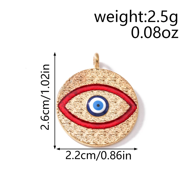 10 Stück 22x26mm Niedliche Emaille-Metall-Anhänger mit Bösem Auge für Schmuckherstellung, Ohrhänger, Halsketten, DIY-Bastelzubehör – Detail 1