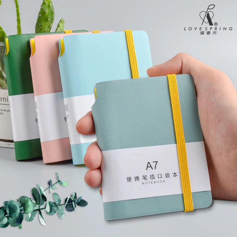 2022 New Simple Wireless A6/a7 Notebook Pocket Portable Business Notebooks Cute Small Strap Notepad With Pen Plug Stationery