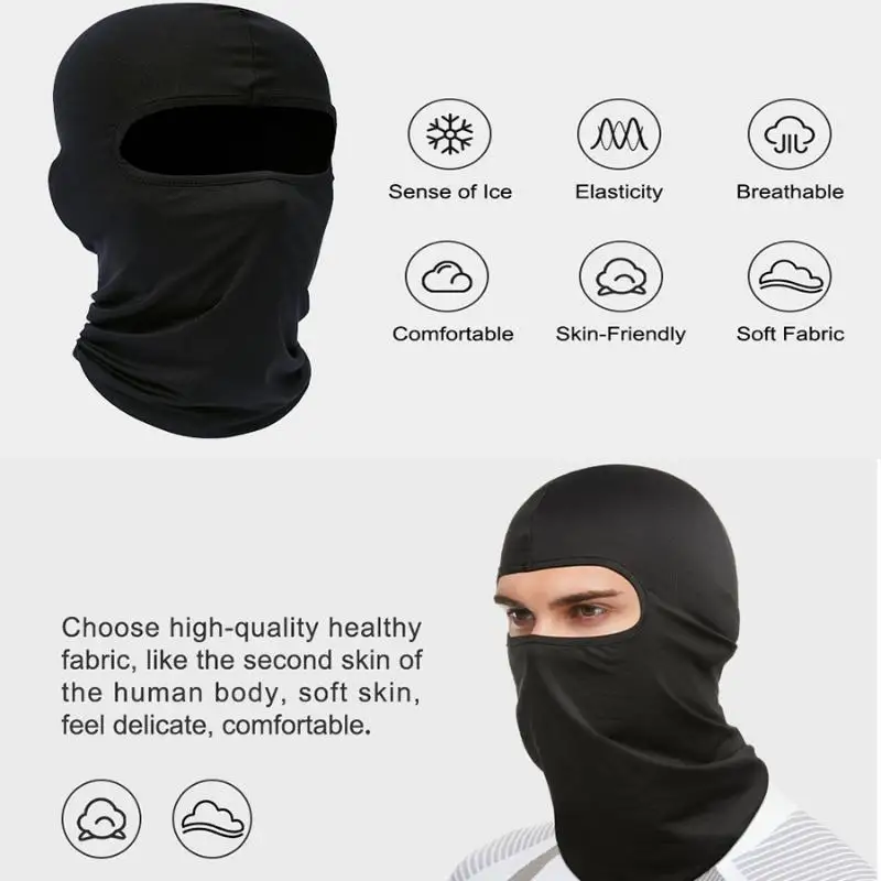 Bandana-Gesichtshut für Outdoor, Airsoft, Motorrad, Skimaske, Winter, Sonne, Sturmhaube, schwarz, taktischer Kapuzenhelm