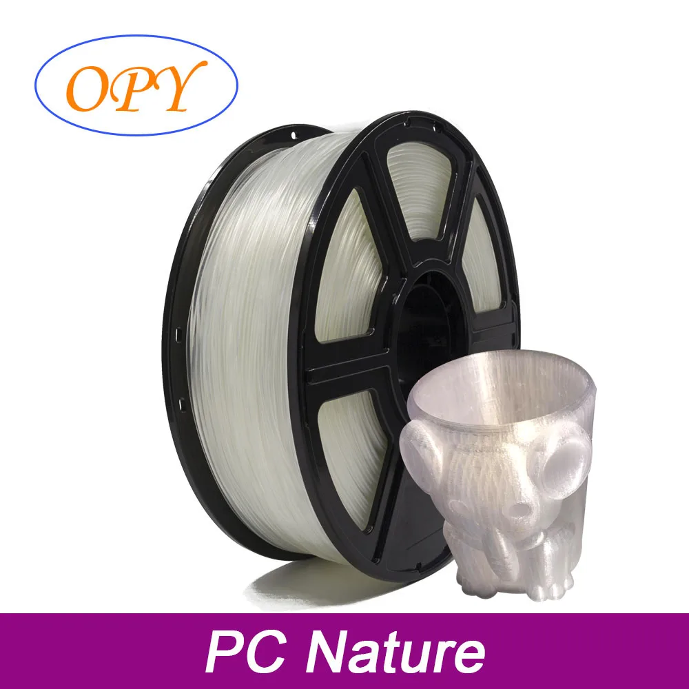 OPY 3D Printer PC Filament 3D Printing Polycarbonate Material 1KG 1.75mm Nylon Filament 1kg 10m 100g Transparent High Strength