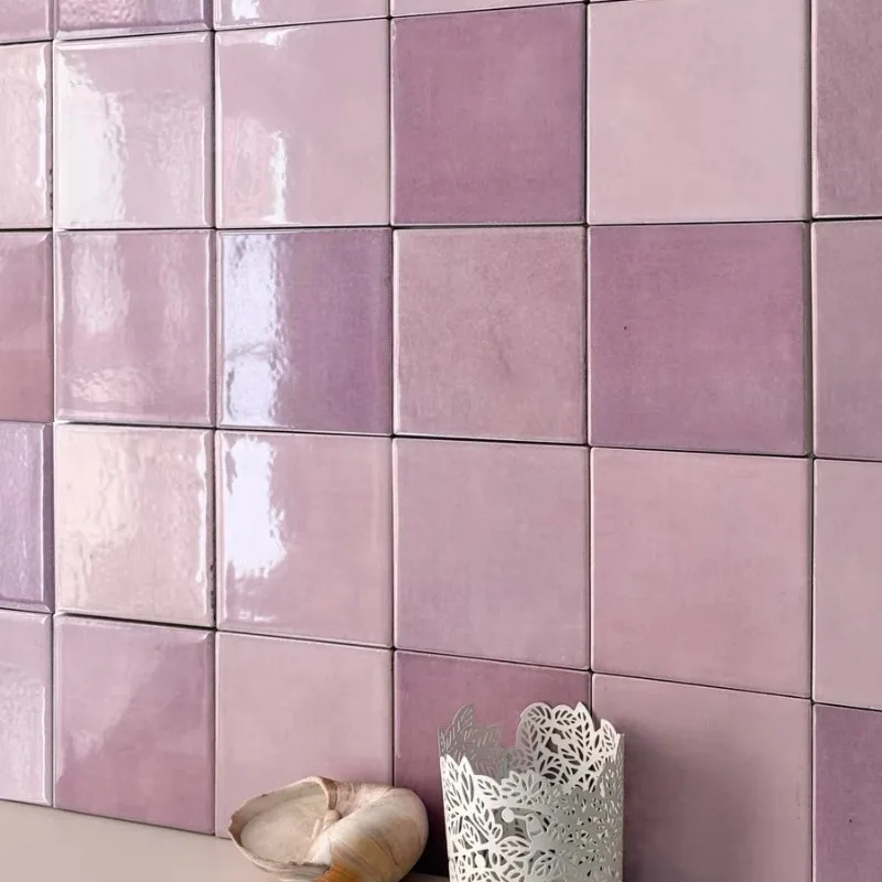 Niche bright gradient purple square brick kitchen bathroom wall brick catering milk tea shop door bar decorative tile